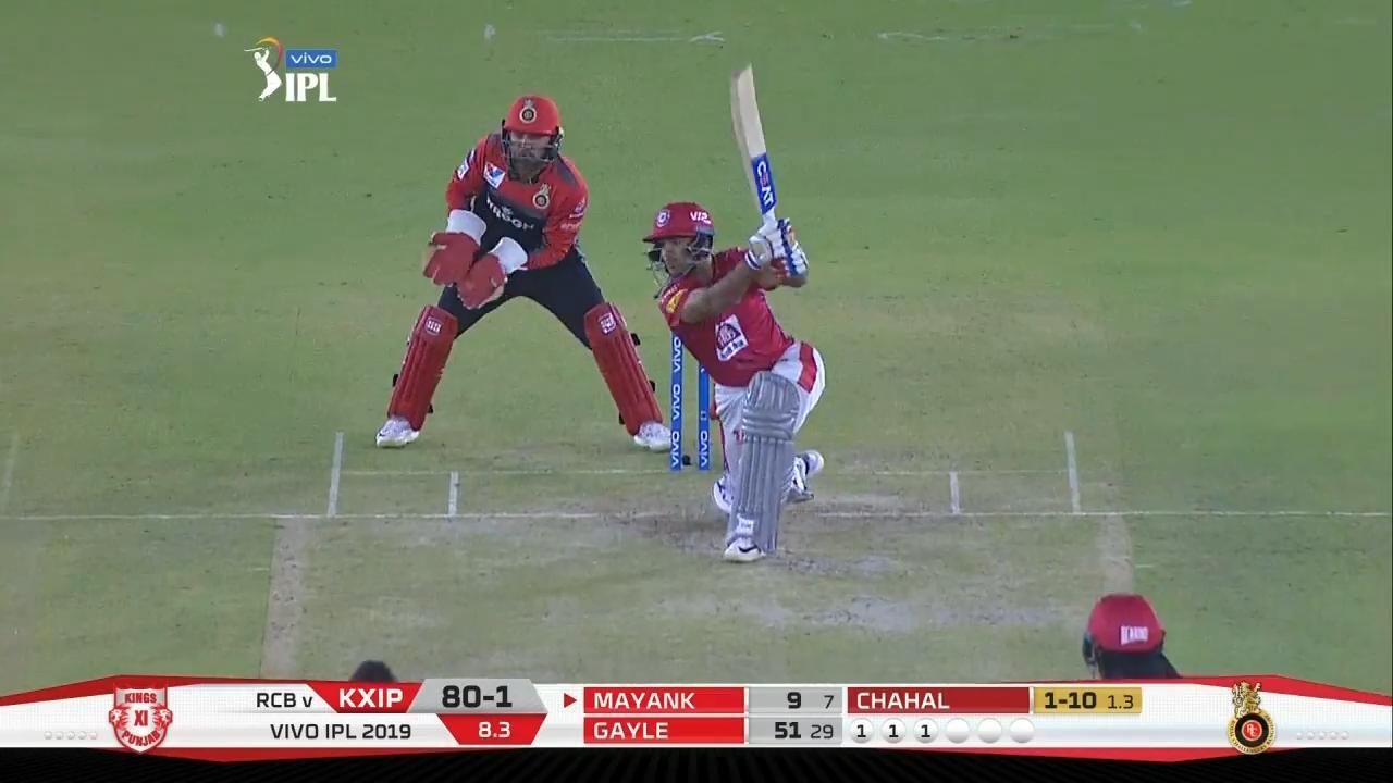 M28: KXIP vs RCB – Mayank Agarwal Six