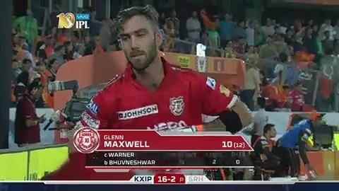 M19: SRH vs KXIP – Glenn Maxwell Wicket