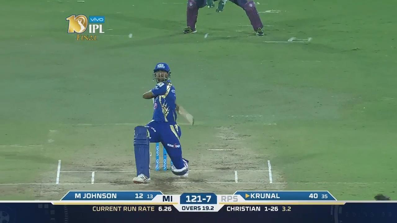 Final: RPS vs MI – Krunal Pandya Six background