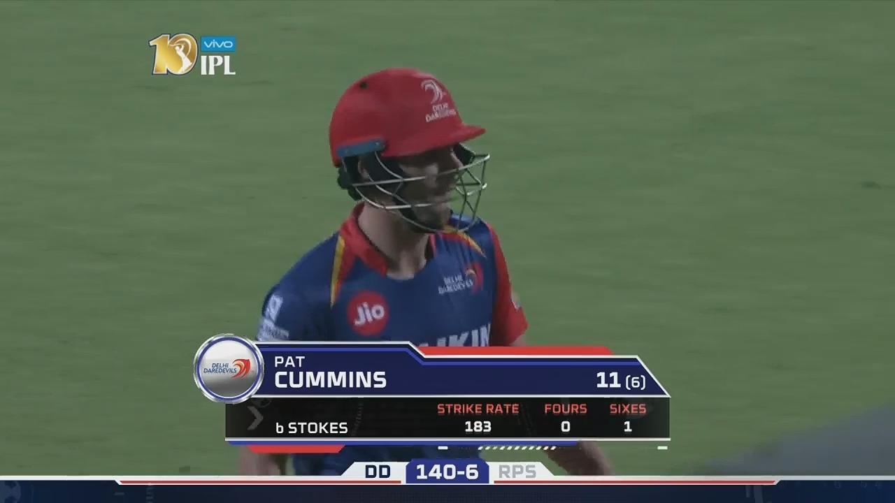 M52: DD vs RPS – Pat Cummins Wicket