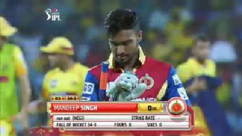 M37: CSK vs RCB – Mandeep Singh Wicket
