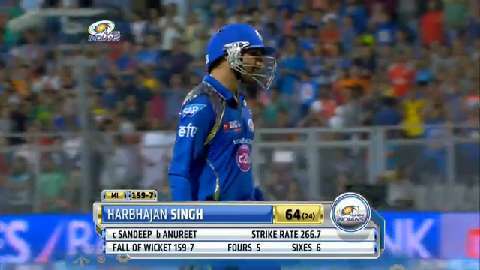 M7: MI vs KXIP – Harbhajan Singh Wicket background
