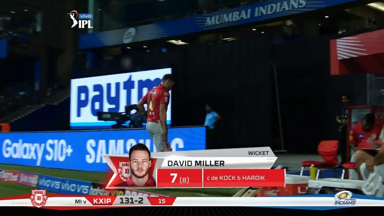 M24: MI vs KXIP – David Miller Wicket
