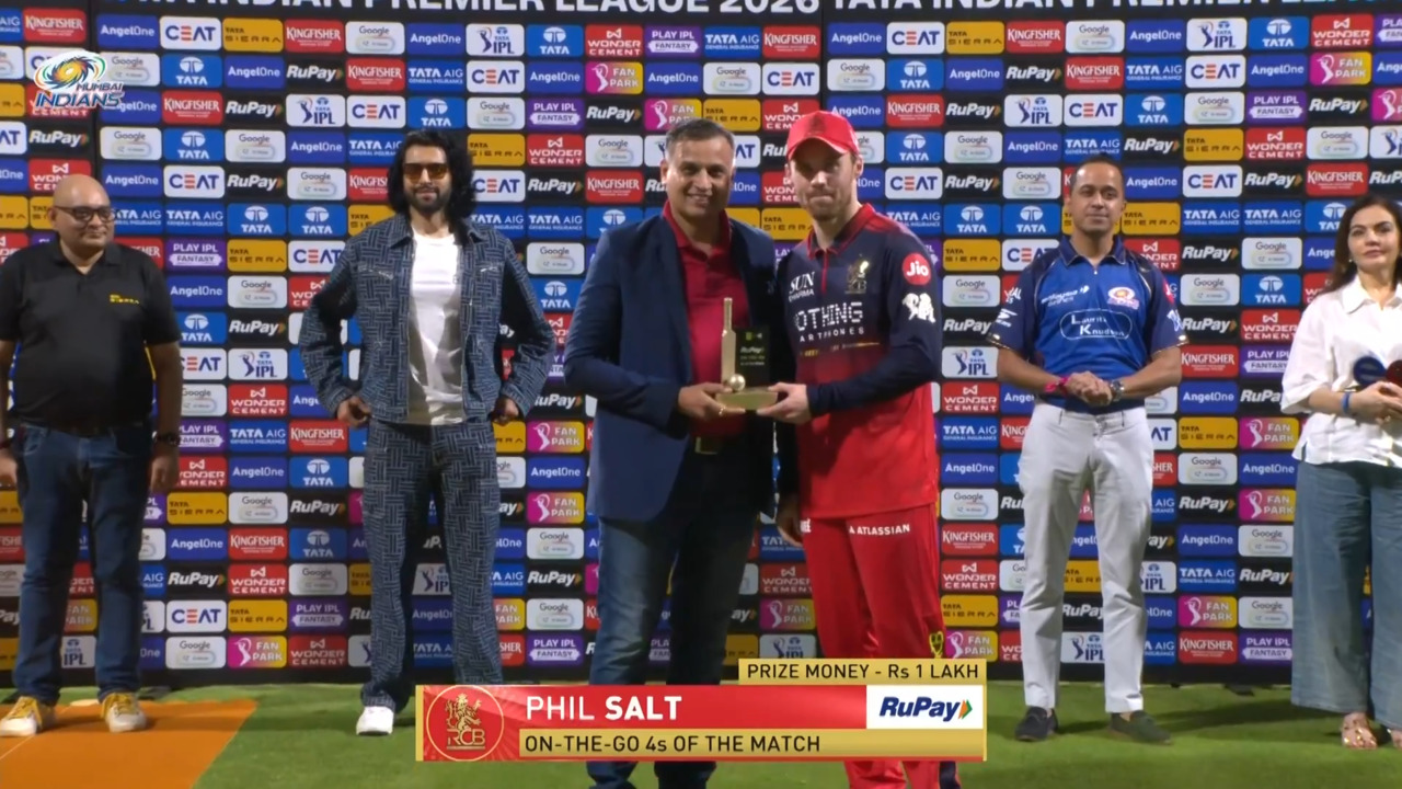 IPL 2026 M20: MI vs RCB - RuPay On-The-Go 4s of the Match - Phil Salt