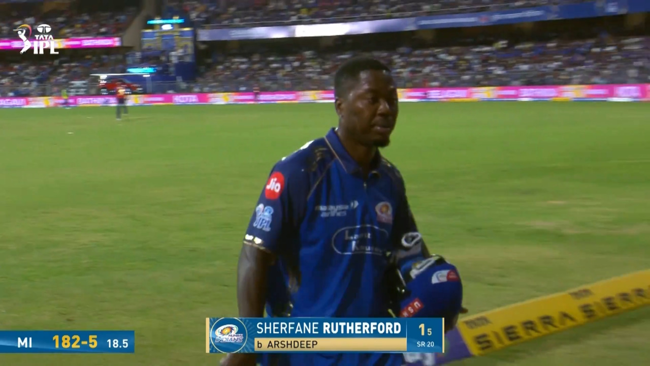 IPL 2026 M24: MI vs PBKS - Sherfane Rutherford Wicket