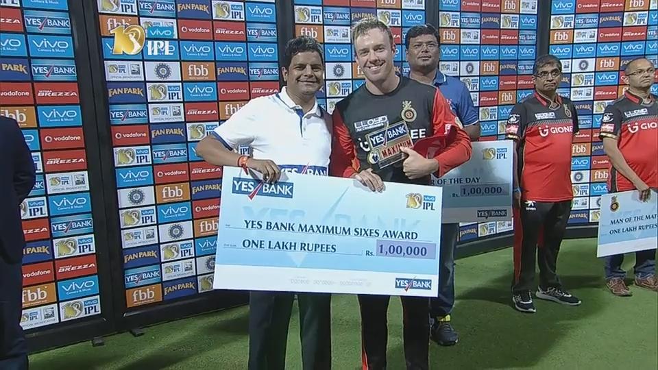 M17: RCB vs RPS – YES Bank Maximum Sixes – AB de Villiers