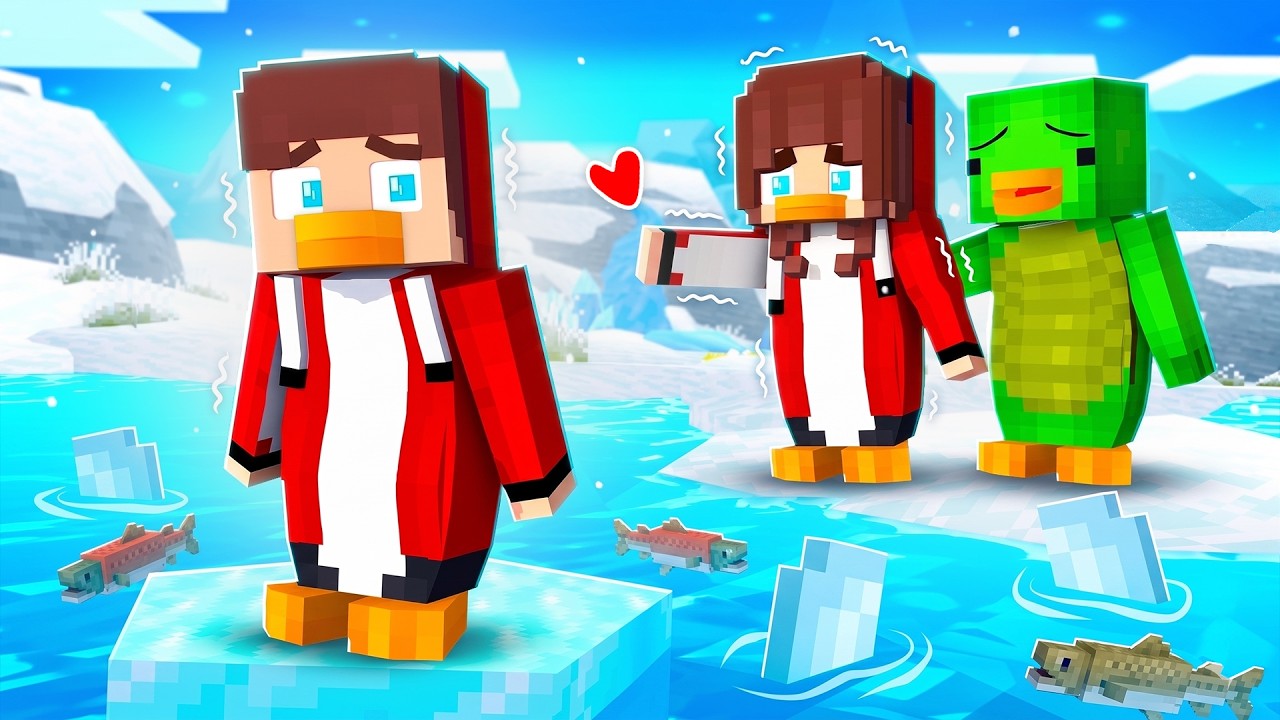JJ Penguin.. No Way Home - Sad Story - Maizen Minecraft Animation background