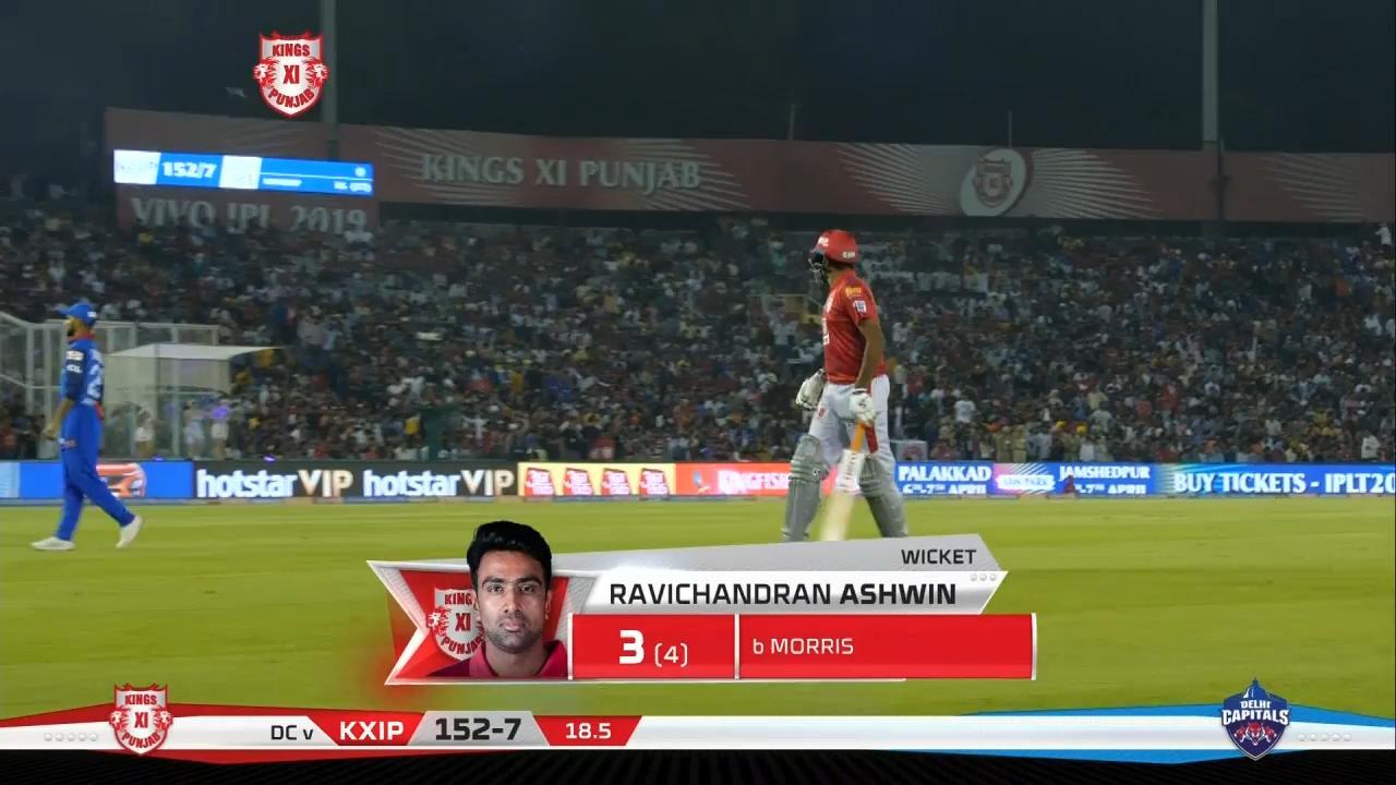 M13: KXIP vs DC – Ravichandran Ashwin Wicket