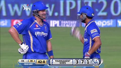 M37: CSK vs RR – Ankit Sharma Six background