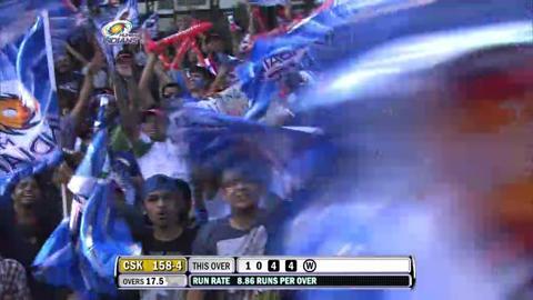 Match 49 MI vs CSK – Bravo's Wicket background