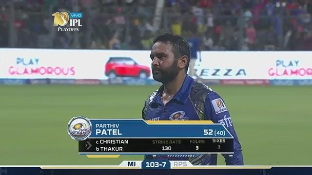 Q1: MI vs RPS – Parthiv Patel Wicket