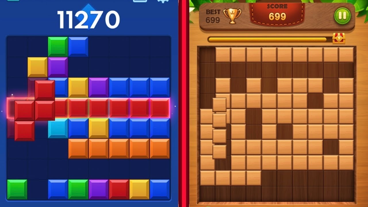 Block Blast Puzzle 🧩 VS Wood Block 🪵 Satisfying Mobile Gameplay 🎮✨ All Levels 🔥