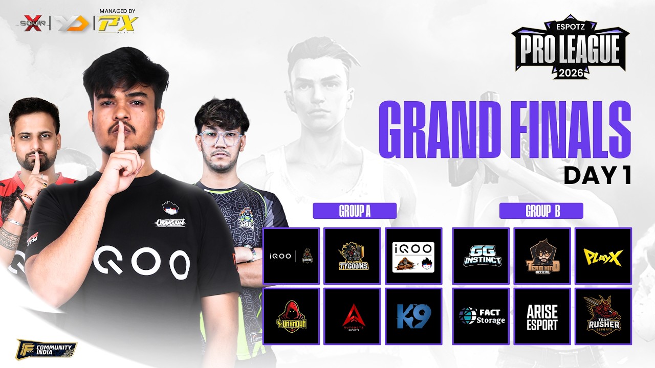 ESP S1 Free Fire Grand Finals Day 1 | Ft, IQOOxTG, OGxTSG, K9, TEAM HIND ETC