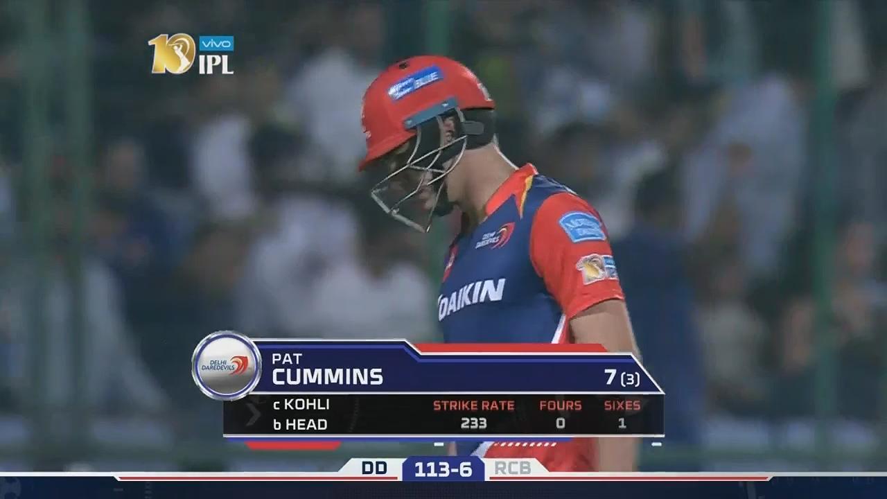 M56: DD vs RCB – Pat Cummins Wicket