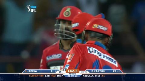 M19: GL vs RCB – Ravindra Jadeja Six background