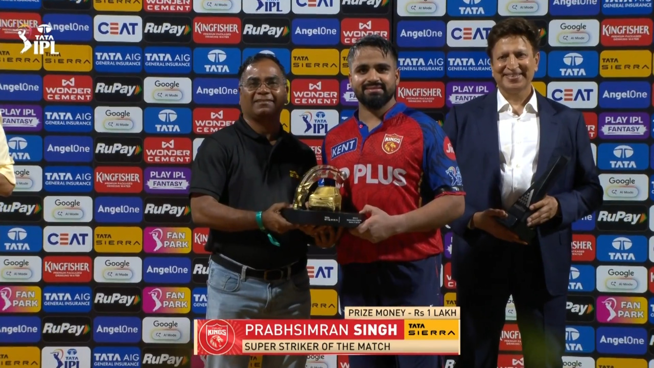 IPL 2026 M24: MI vs PBKS - Sierra Super Striker of the Match - Prabhsimran Singh