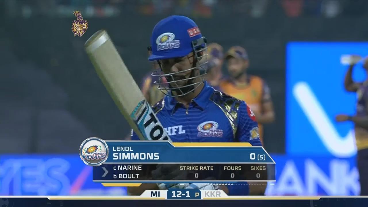 M54: KKR vs MI – Lendl Simmons Wicket