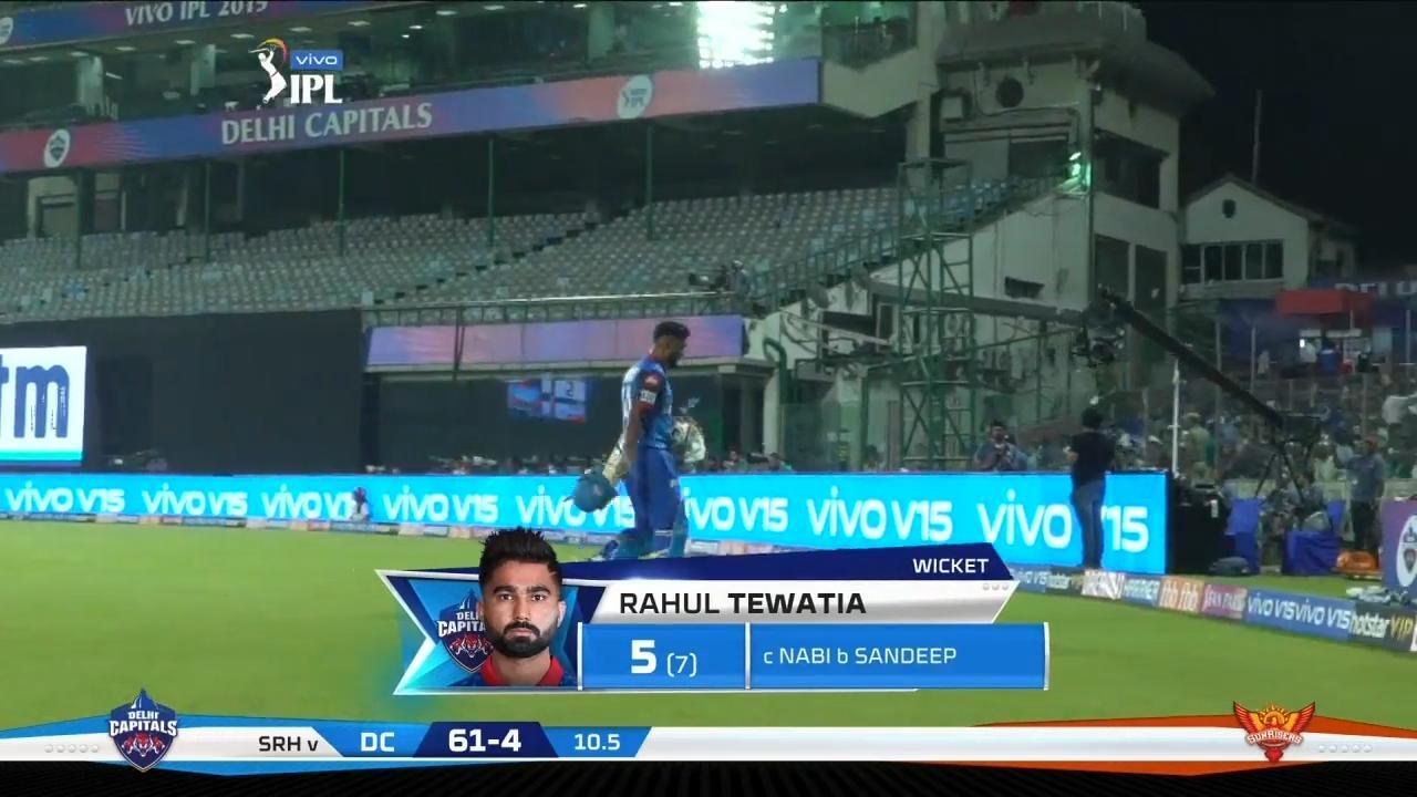 M16: DC vs SRH – Rahul Tewatia Wicket