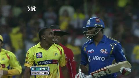 Match 74 CSK vs MI – Pollard's Wicket background