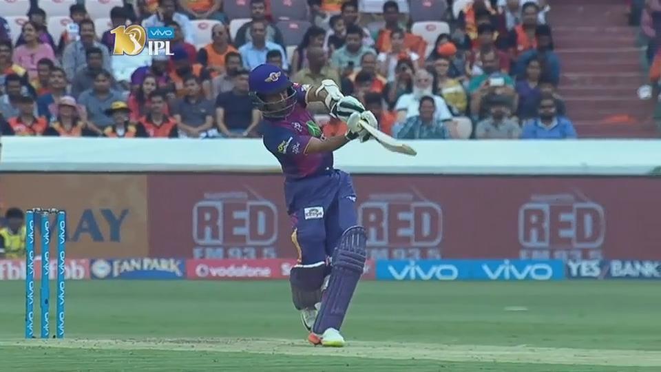 M44: SRH vs RPS – Ajinkya Rahane Six