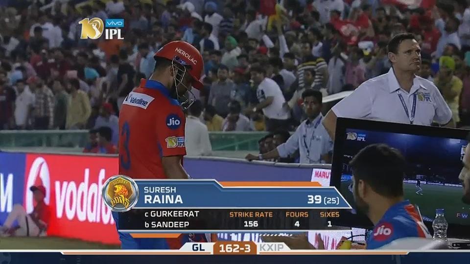 M47: KXIP vs GL – Suresh Raina Wicket background