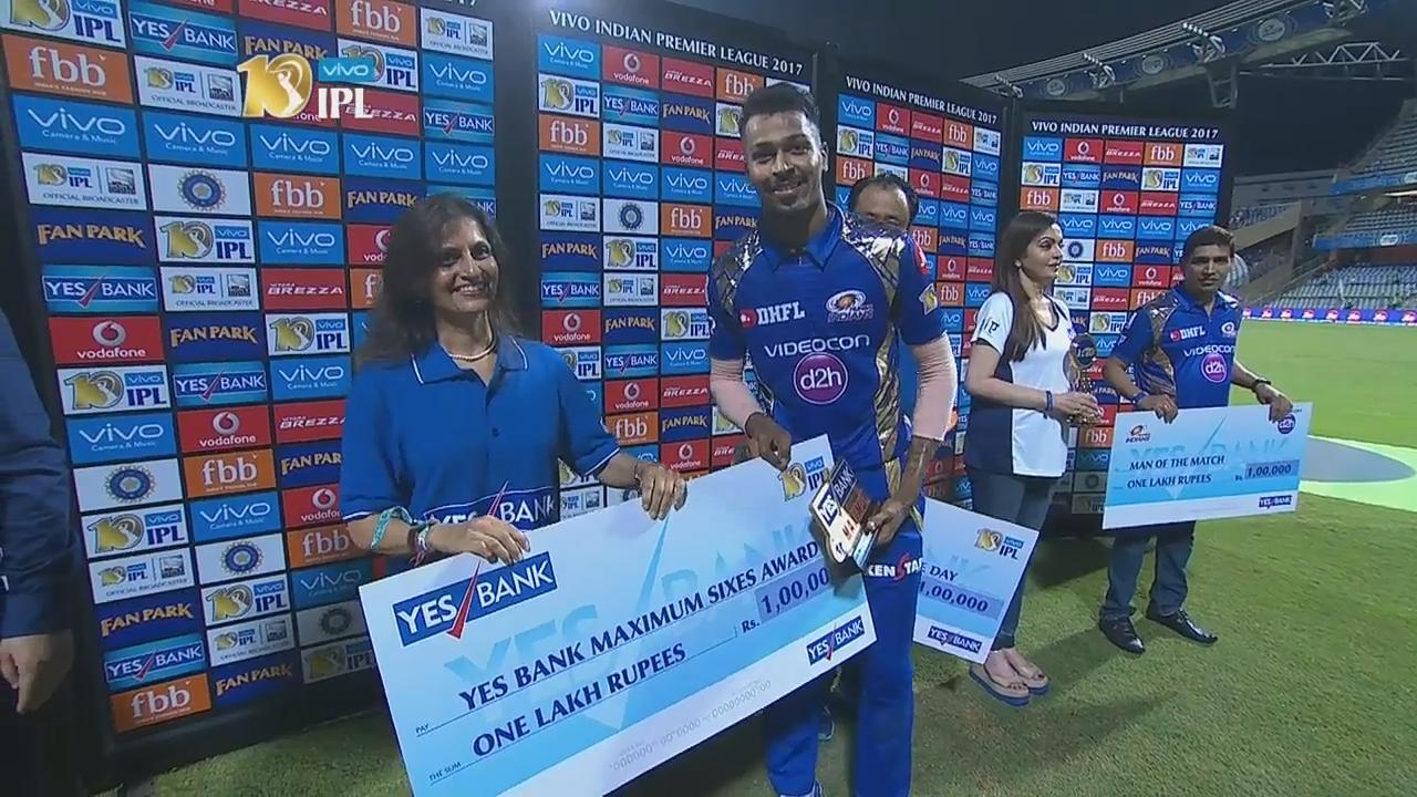 M25: MI vs DD – YES Bank Maximum Sixes – Hardik Pandya