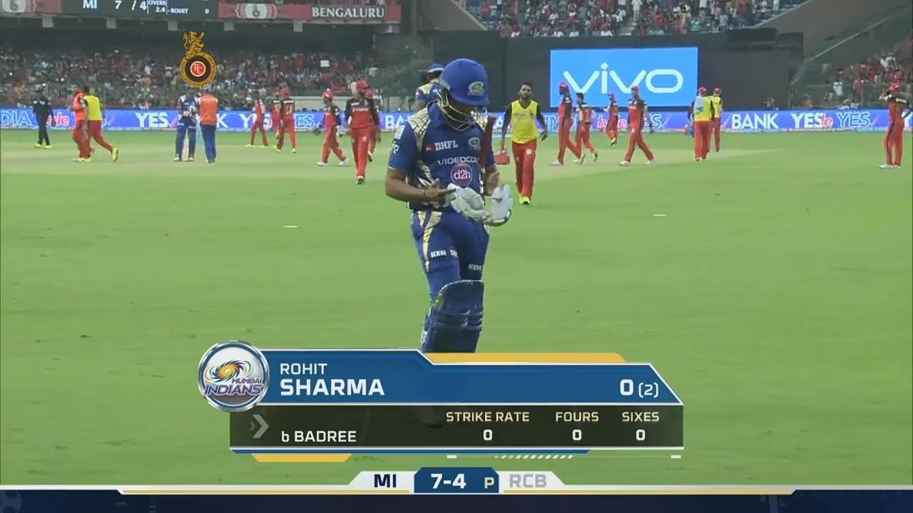 M12: RCB vs MI – Rohit Sharma Wicket