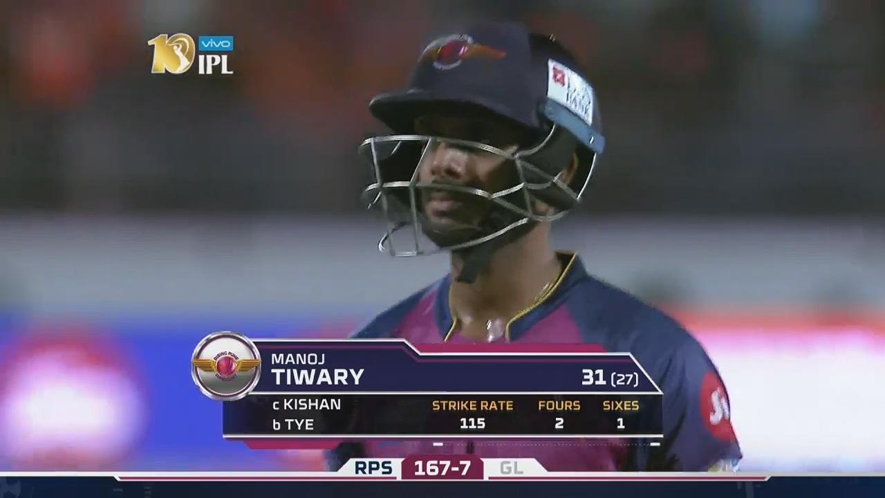 M13: GL vs RPS – Manoj Tiwary Wicket
