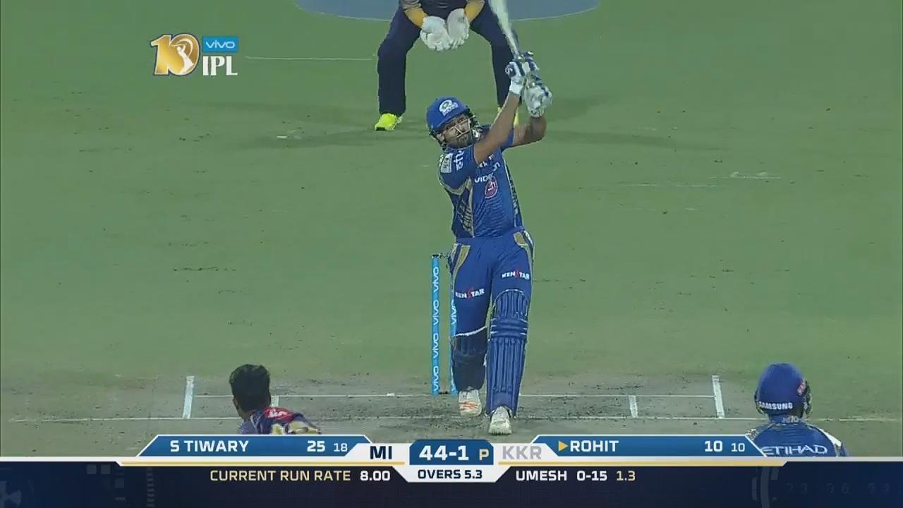 M54: KKR vs MI – Rohit Sharma Six background