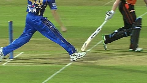 M11: SRH vs RR – Ojha survives after Faulkner oversteps