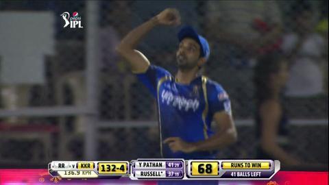 M54: RR vs KKR – Andre Russell Wicket