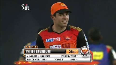 M48: SRH vs KXIP – Moises Henriques Wicket