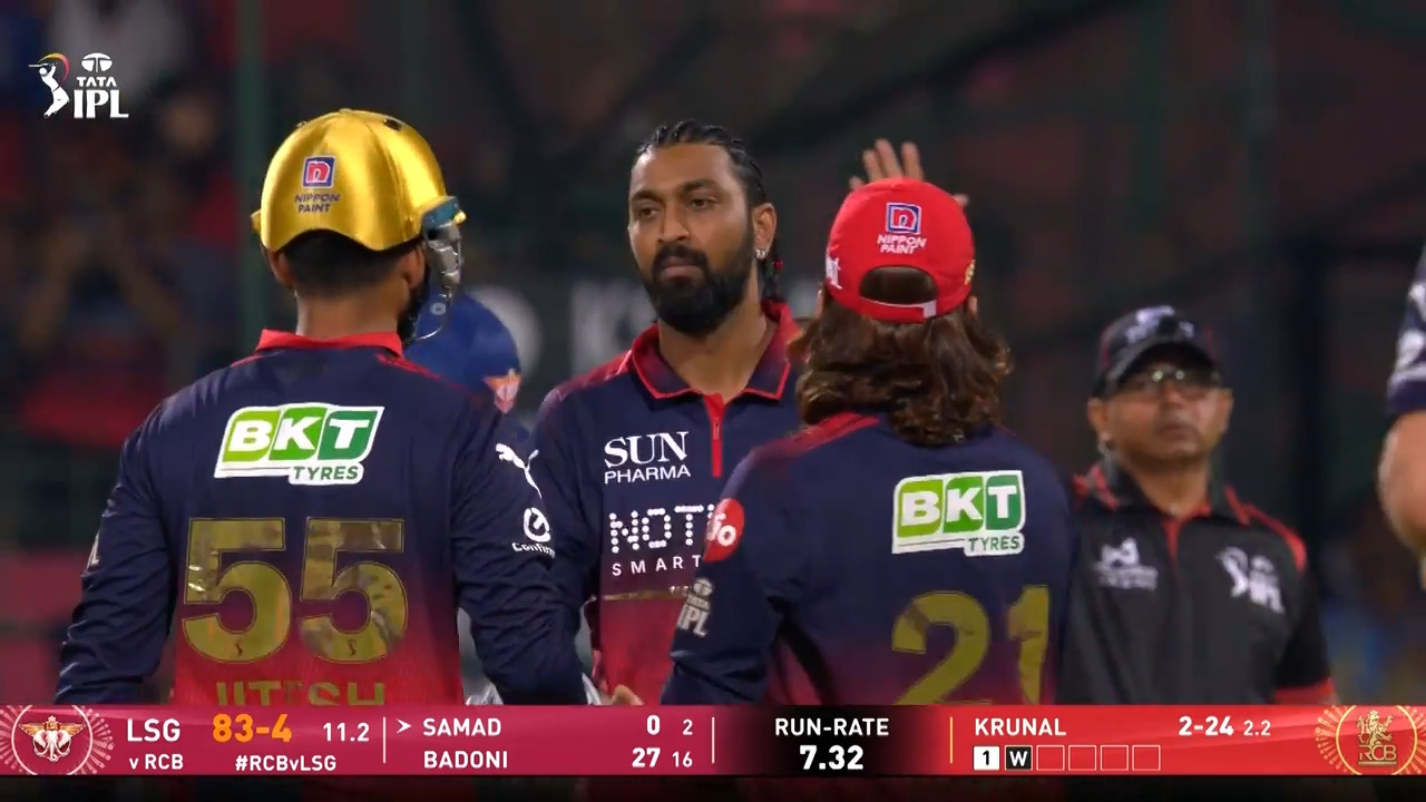 IPL 2026 M23: RCB vs LSG - Fall of Wickets