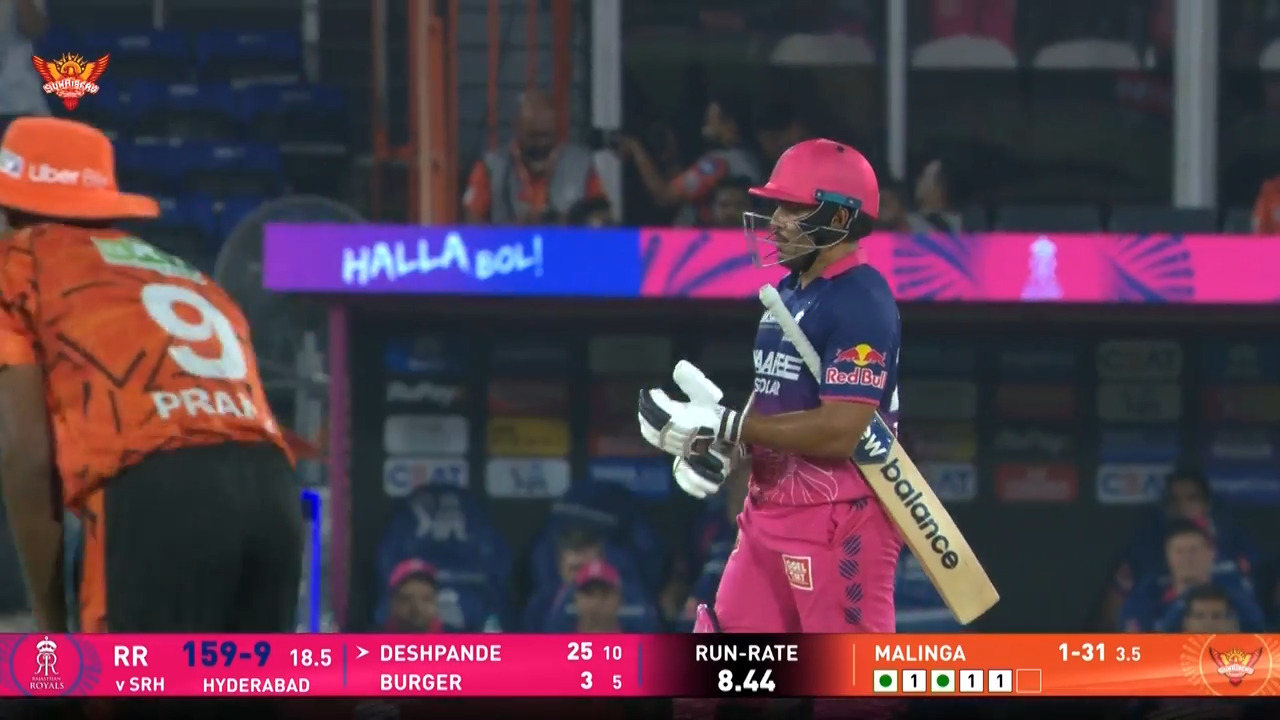 IPL 2026 M21: SRH vs RR - Tushar Deshpande Wicket