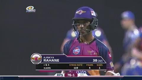 M28: MI vs RPS – Ajinkya Rahane Wicket