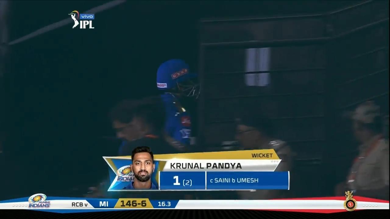 M07: RCB vs MI – Krunal Pandya Wicket