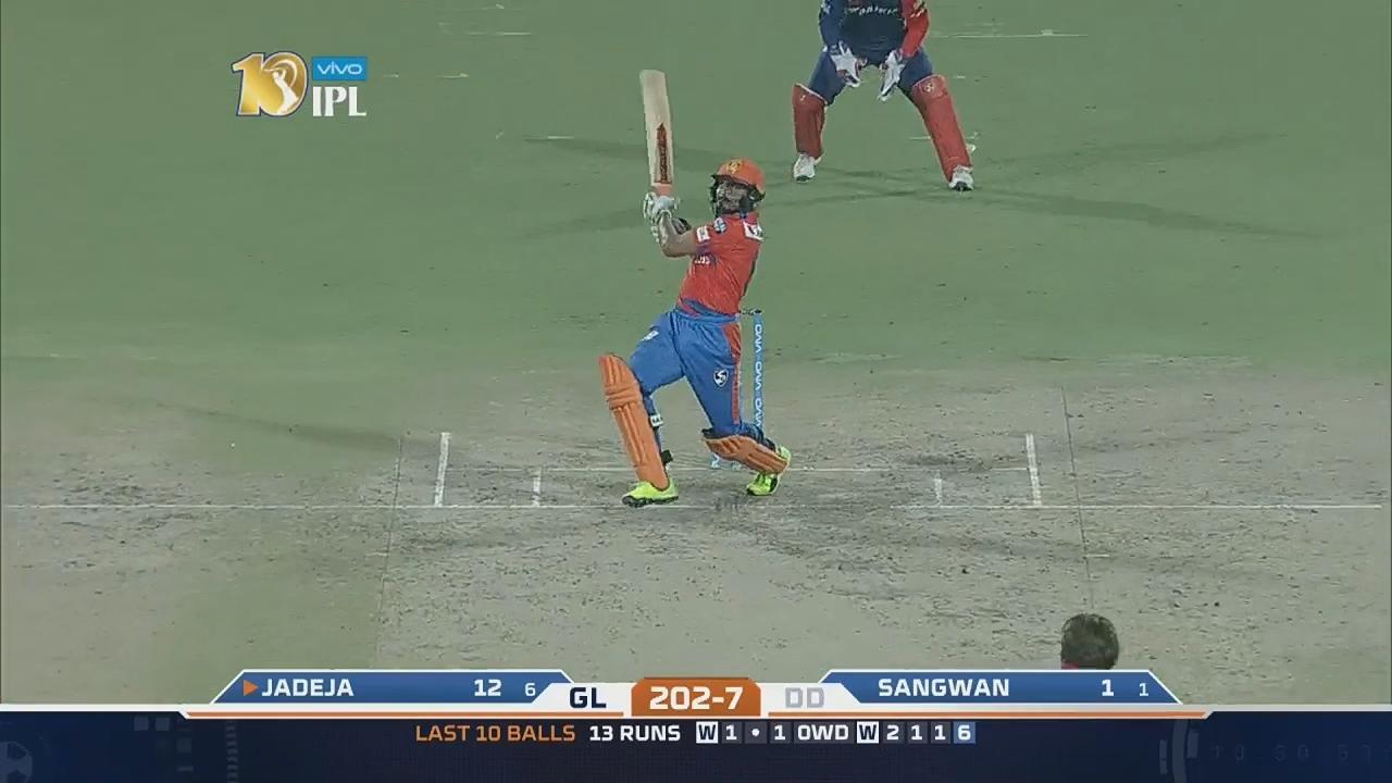 M42: DD vs GL – Ravindra Jadeja Six background