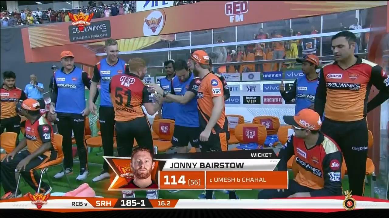 M11: SRH vs RCB – Jonny Bairstow Wicket background