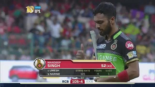 M46: RCB vs KKR – Mandeep Singh Wicket