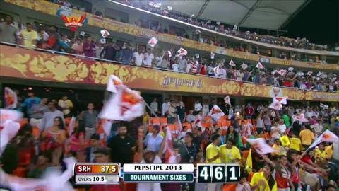 M54: SRH vs CSK – Thisara Perera Six background