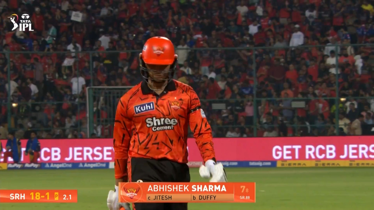 IPL 2026 M01: RCB vs SRH - Abhishek Sharma Wicket