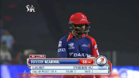 M10: KXIP vs DD – Mayank Agarwal Wicket