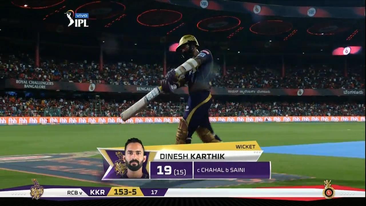 M17: RCB vs KKR – Dinesh Karthik Wicket