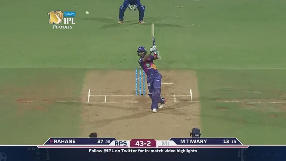 Q1: MI vs RPS – Ajinkya Rahane Six