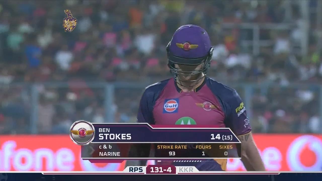 M41: KKR vs RPS – Ben Stokes Wicket background