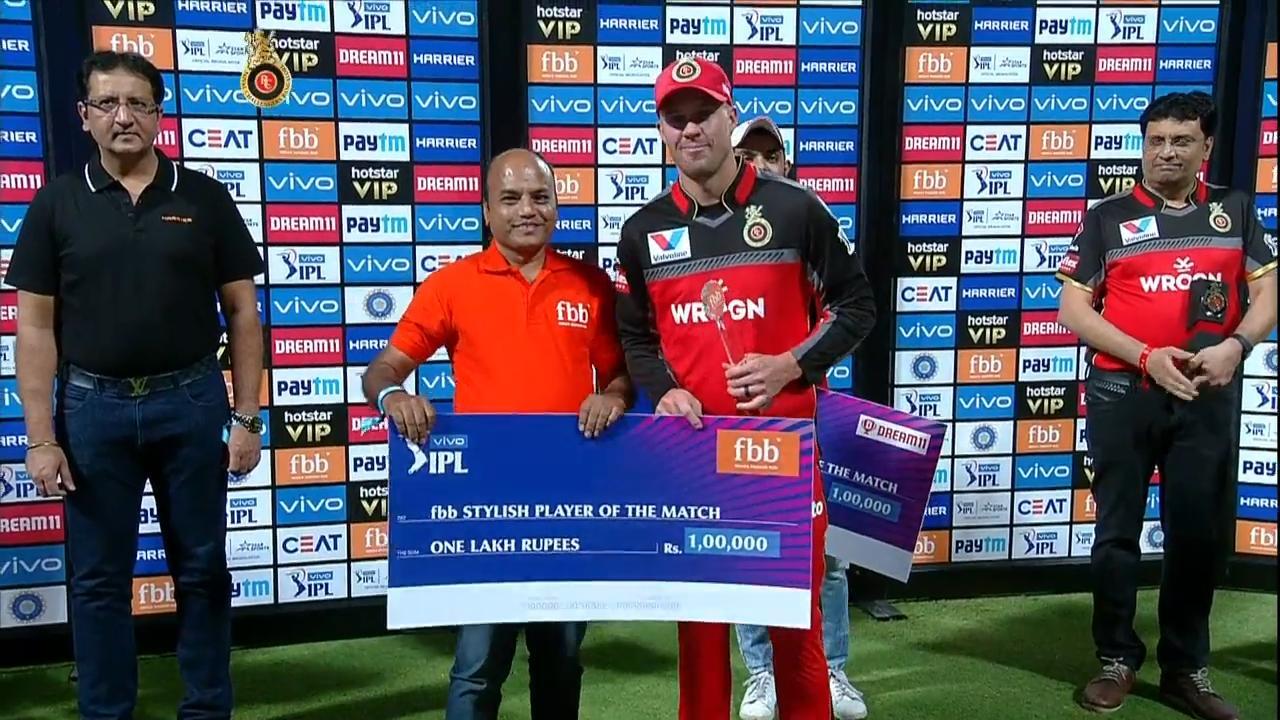 M17: RCB vs KKR – fbb Stylish Player of the Match – AB de Villiers