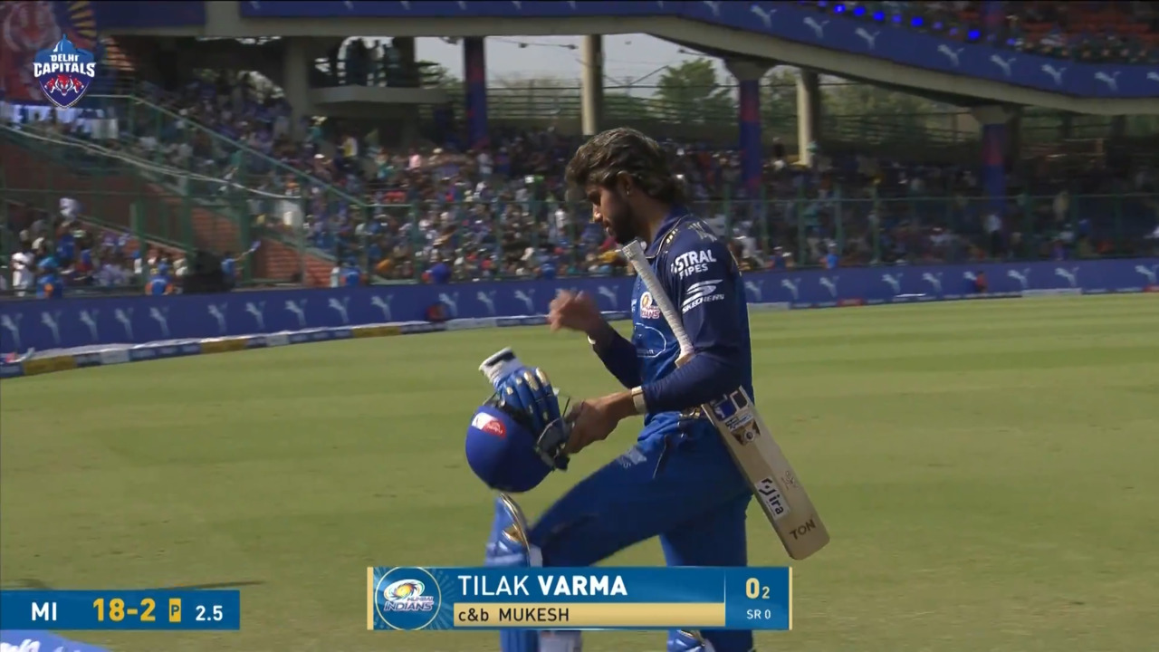 IPL 2026 M08: DC vs MI - Tilak Varma Wicket