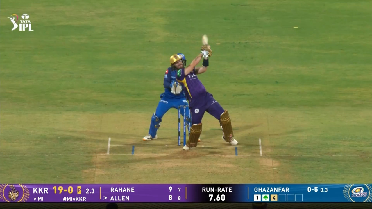 IPL 2026 M02: MI vs KKR - Finn Allen Six