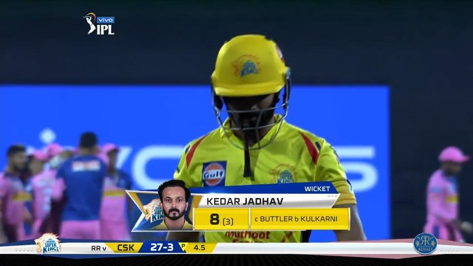 M12: CSK vs RR – Kedar Jadhav Wicket