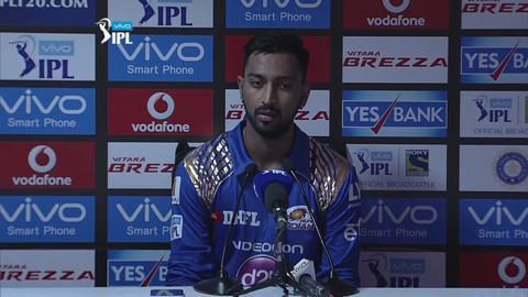 M17: DD vs MI – Press Conference – Krunal Pandya background